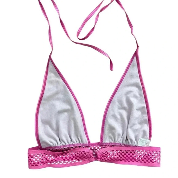 Iheartrave Pink Festival Crop Halter Top, Small Adjustable Rave Y2K Mesh - Picture 6 of 10